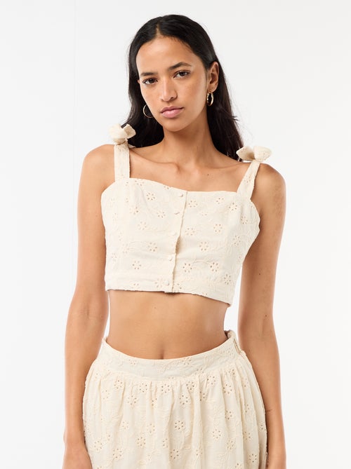 Top de tirantes con nudo en algodón - Kiabi