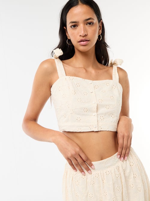 Top de tirantes con nudo en algodón - Kiabi