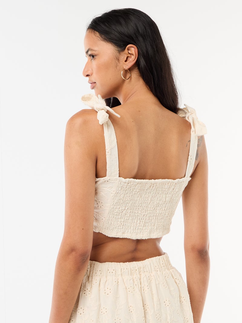 Top de tirantes con nudo en algodón Beige - Kiabi