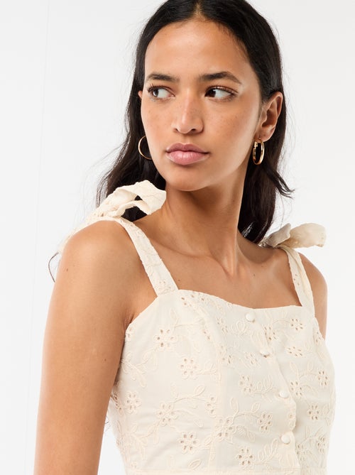 Top de tirantes con nudo en algodón - Kiabi