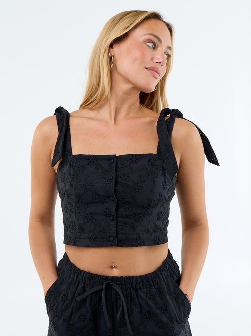 Top de tirantes con nudo en algodón - Kiabi