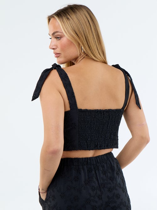 Top de tirantes con nudo en algodón - Kiabi