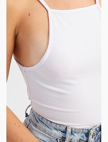 Top de tirantes de algodón con cuello halter hiccup