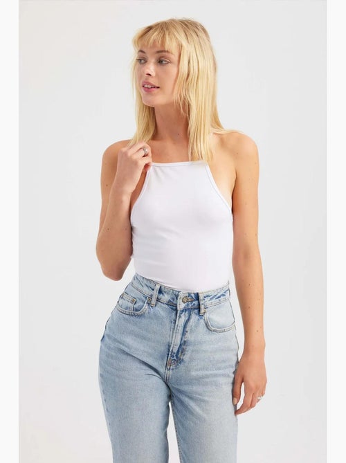 Top de tirantes de algodón con cuello halter hiccup - Kiabi Top de tirantes de algodón con cuello halter hiccup - Kiabi