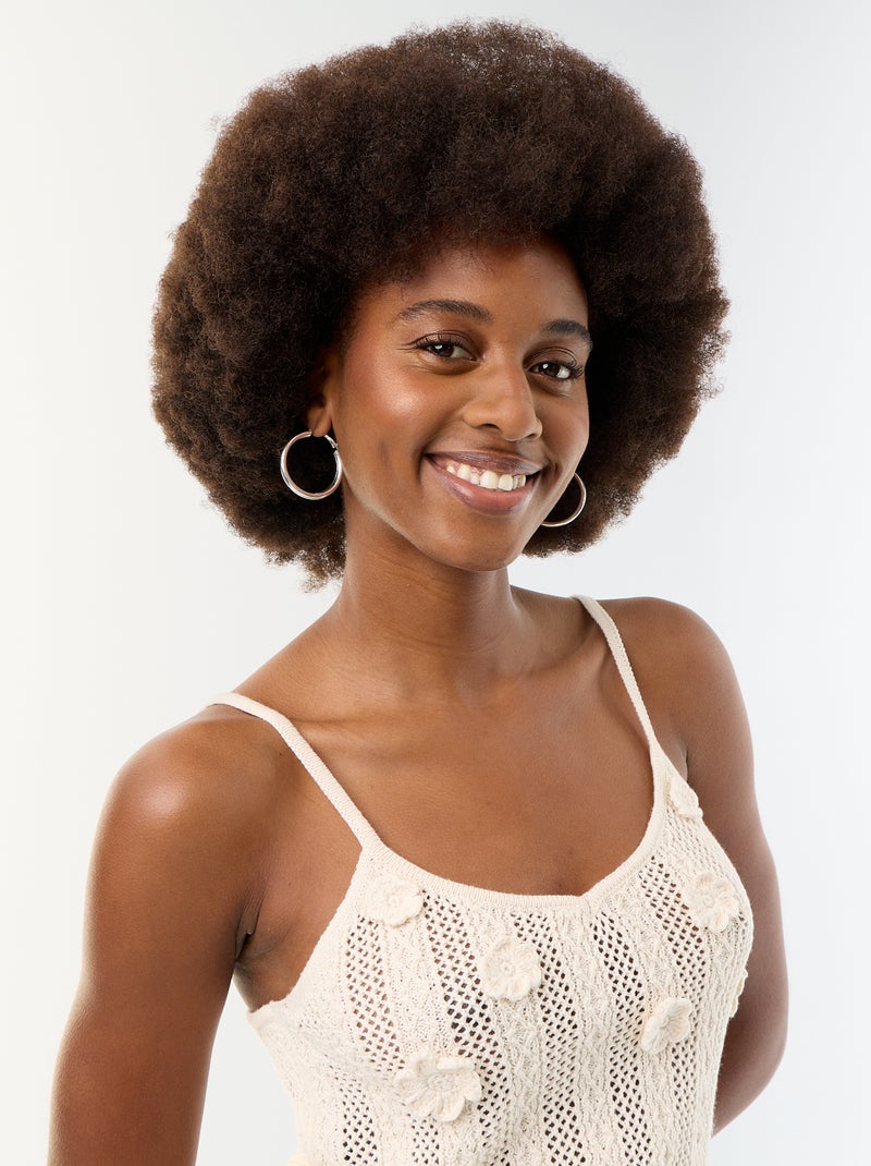 Top de tirantes de ganchillo con flores bordadas Beige - Kiabi