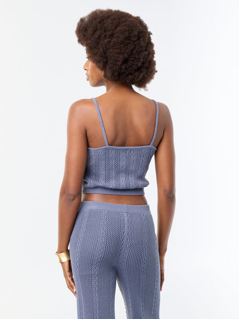 Top de tirantes de ganchillo con flores bordadas Gris - Kiabi