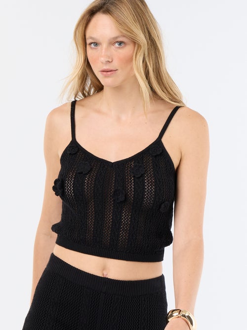 Top de tirantes de ganchillo con flores bordadas - Kiabi Top de tirantes de ganchillo con flores bordadas - Kiabi