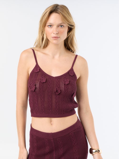 Top de tirantes de ganchillo con flores bordadas - Kiabi Top de tirantes de ganchillo con flores bordadas - Kiabi