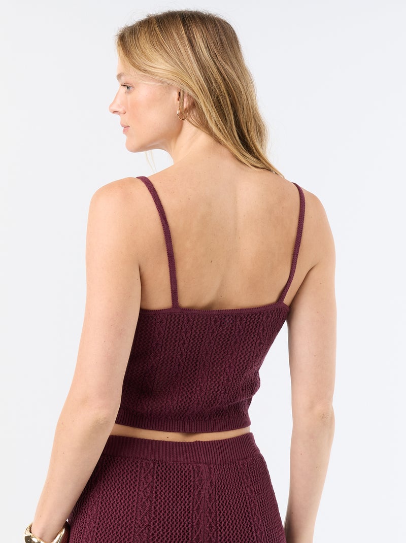 Top de tirantes de ganchillo con flores bordadas Rojo - Kiabi