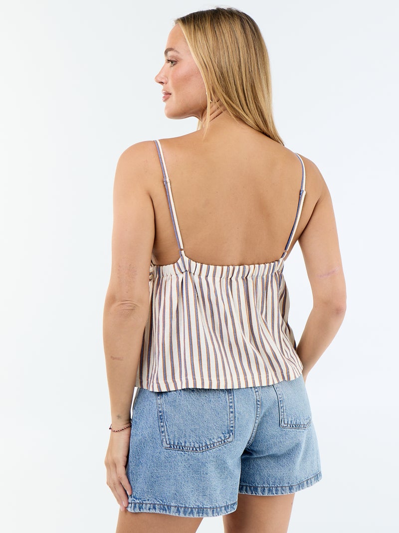 Top de tirantes de lino mezclado Beige - Kiabi