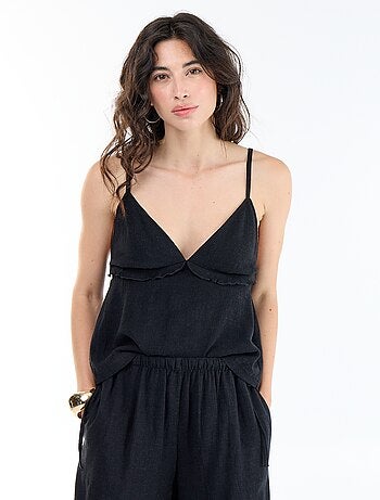 Top de tirantes de lino mezclado