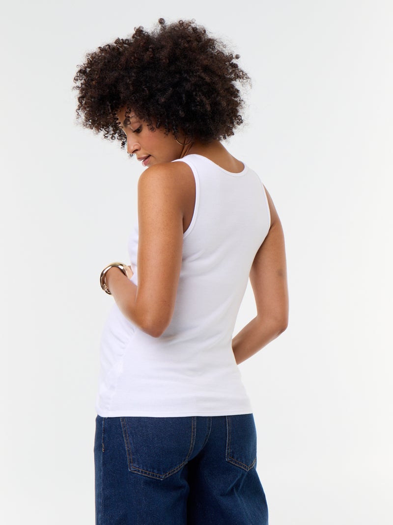 Top de tirantes de premamá con sisas americanas Blanco - Kiabi