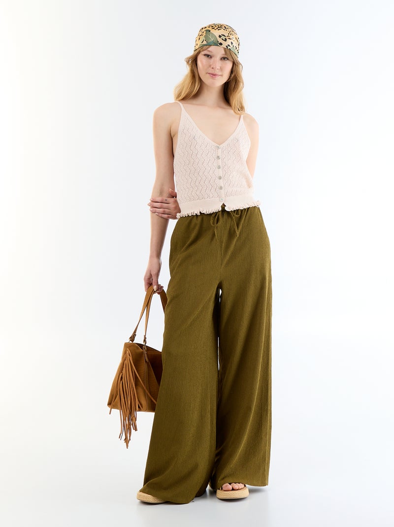Top de tirantes de punto calado Beige - Kiabi