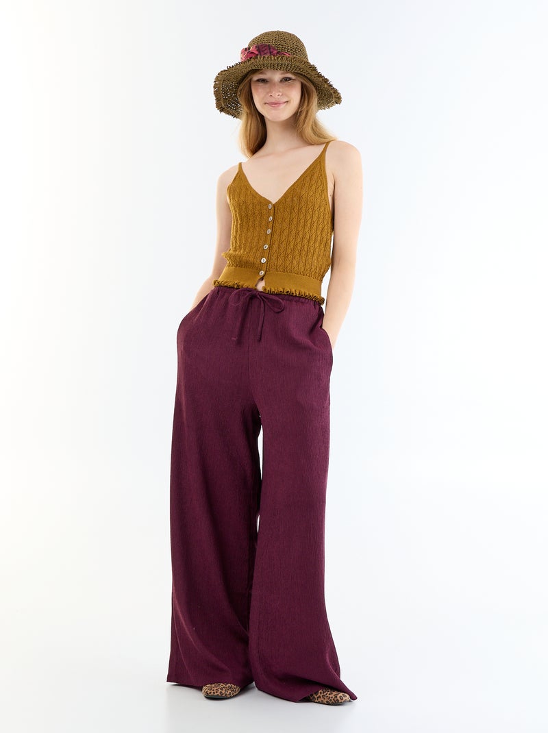 Top de tirantes de punto calado Marron - Kiabi