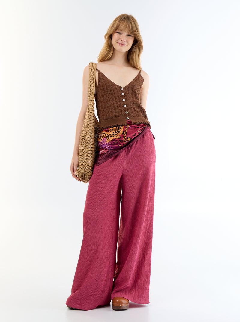 Top de tirantes de punto calado Marron - Kiabi