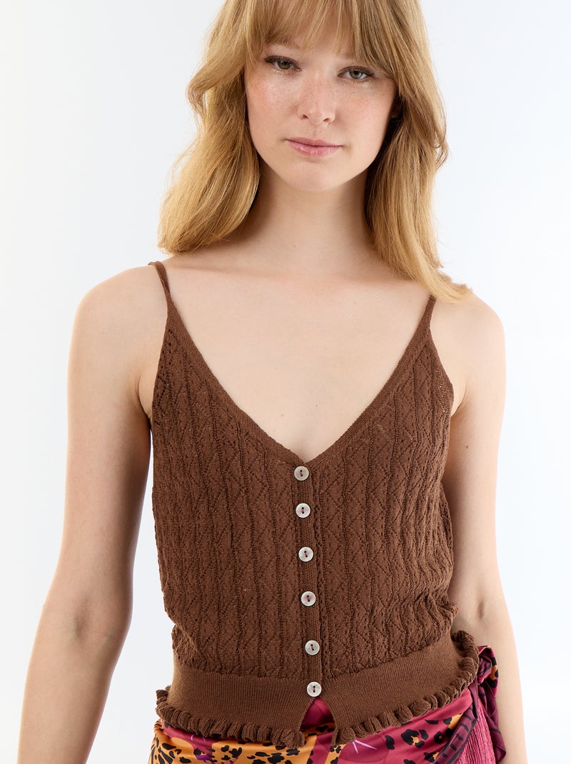 Top de tirantes de punto calado Marron - Kiabi