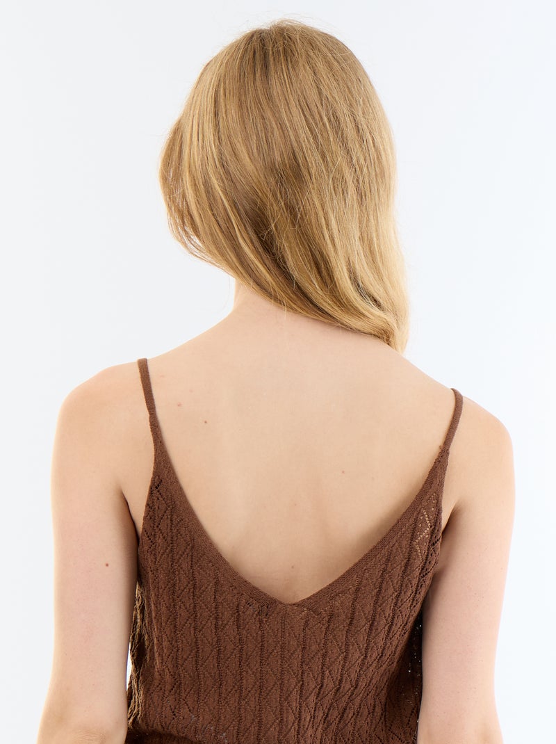 Top de tirantes de punto calado Marron - Kiabi
