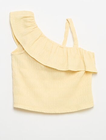 Top de tirantes de punto gofrado con cuello asimétrico