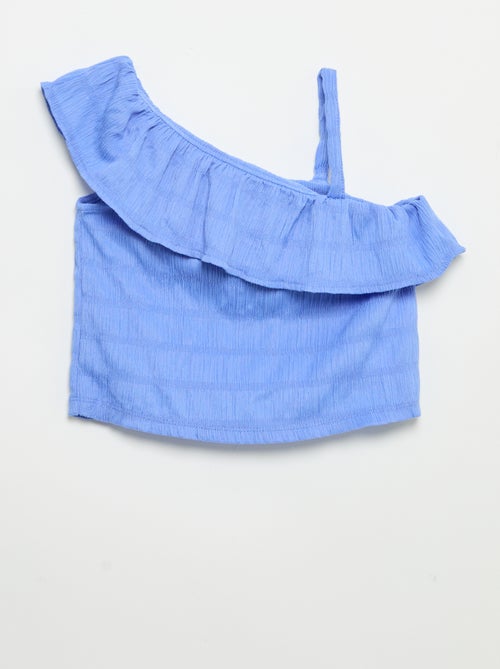 Top de tirantes de punto gofrado con cuello asimétrico - Kiabi
