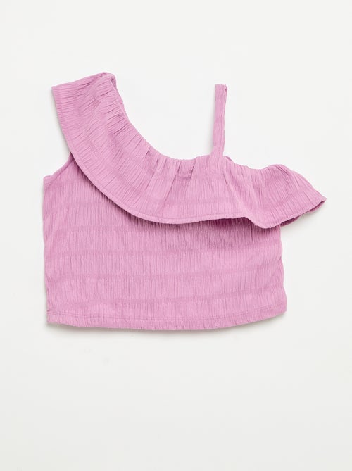 Top de tirantes de punto gofrado con cuello asimétrico - Kiabi