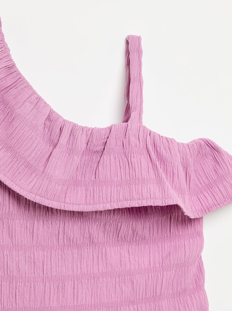 Top de tirantes de punto gofrado con cuello asimétrico Purpura - Kiabi
