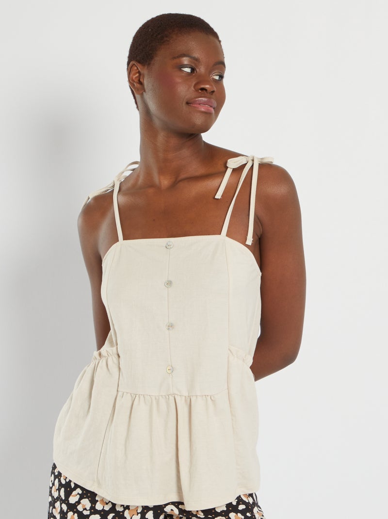 Top de tirantes finos anudable BEIGE - Kiabi