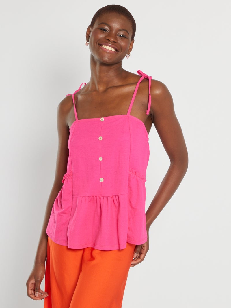 Top de tirantes finos anudable fucsia - Kiabi