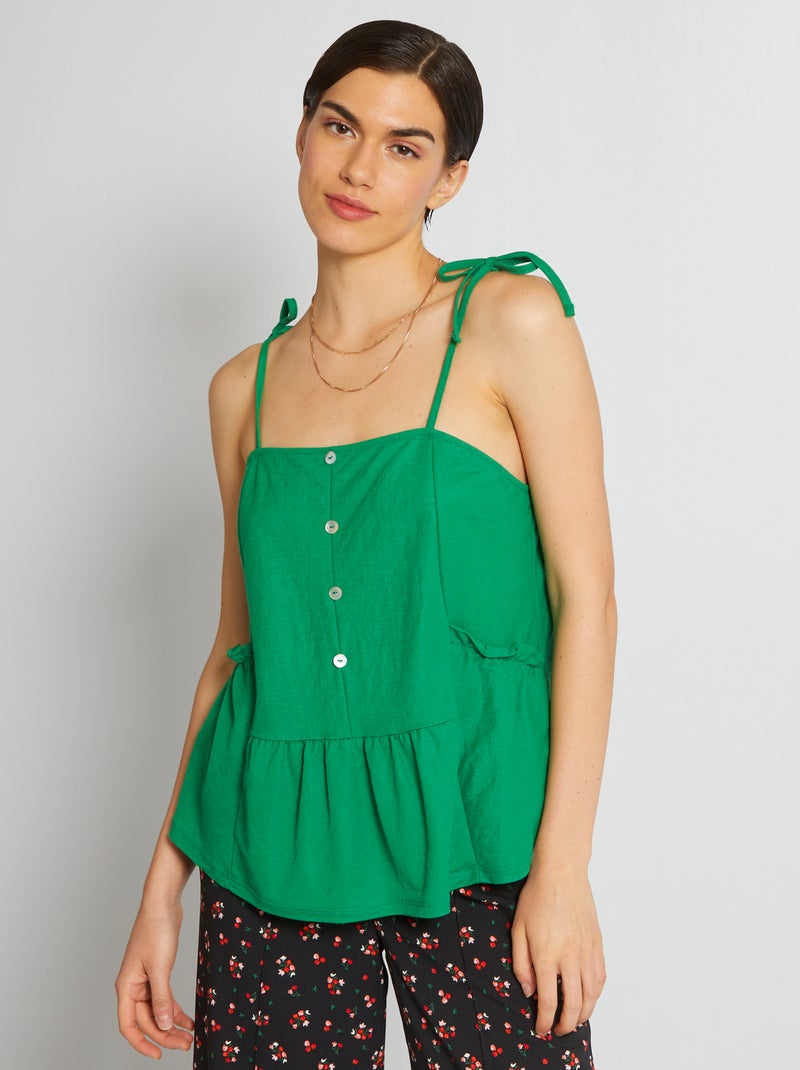 Top de tirantes finos anudable VERDE - Kiabi