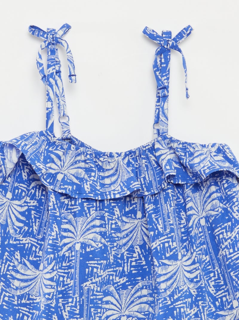 Top de tirantes finos estampado palmeras AZUL - Kiabi