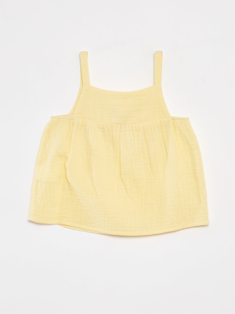 Top de tirantes finos gasa de algodón AMARILLO - Kiabi
