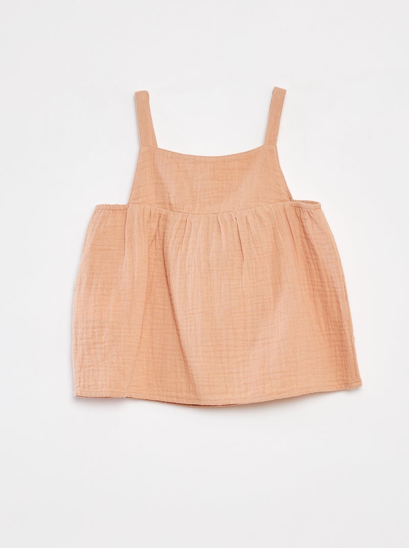Top de tirantes finos gasa de algodón BEIGE - Kiabi