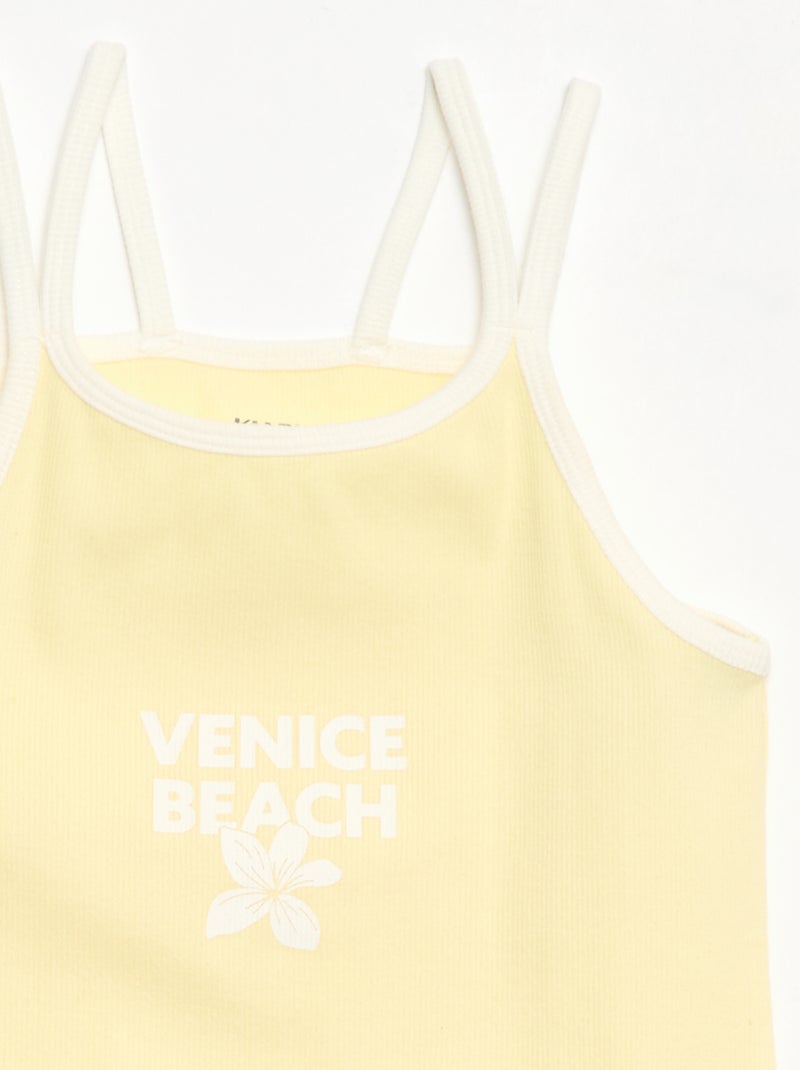 Top de tirantes finos y estampado en el pecho Amarillo - Kiabi