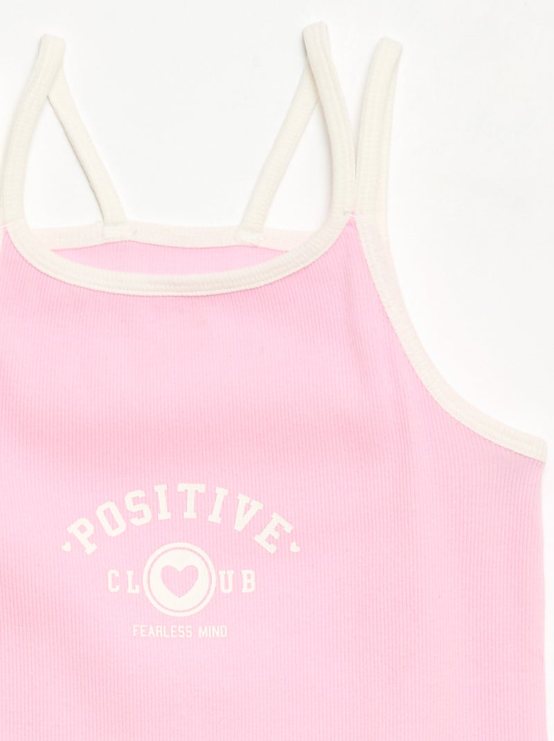 Top de tirantes finos y estampado en el pecho Rosa - Kiabi