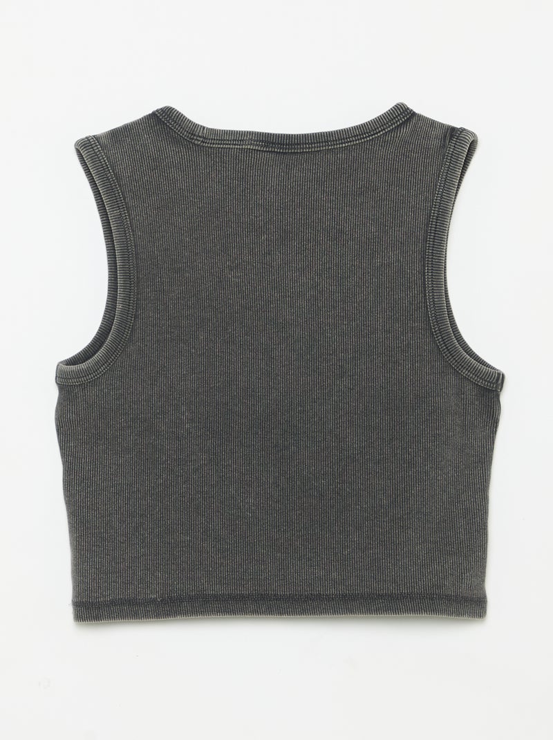 Top de tirantes liso de canalé Negro - Kiabi
