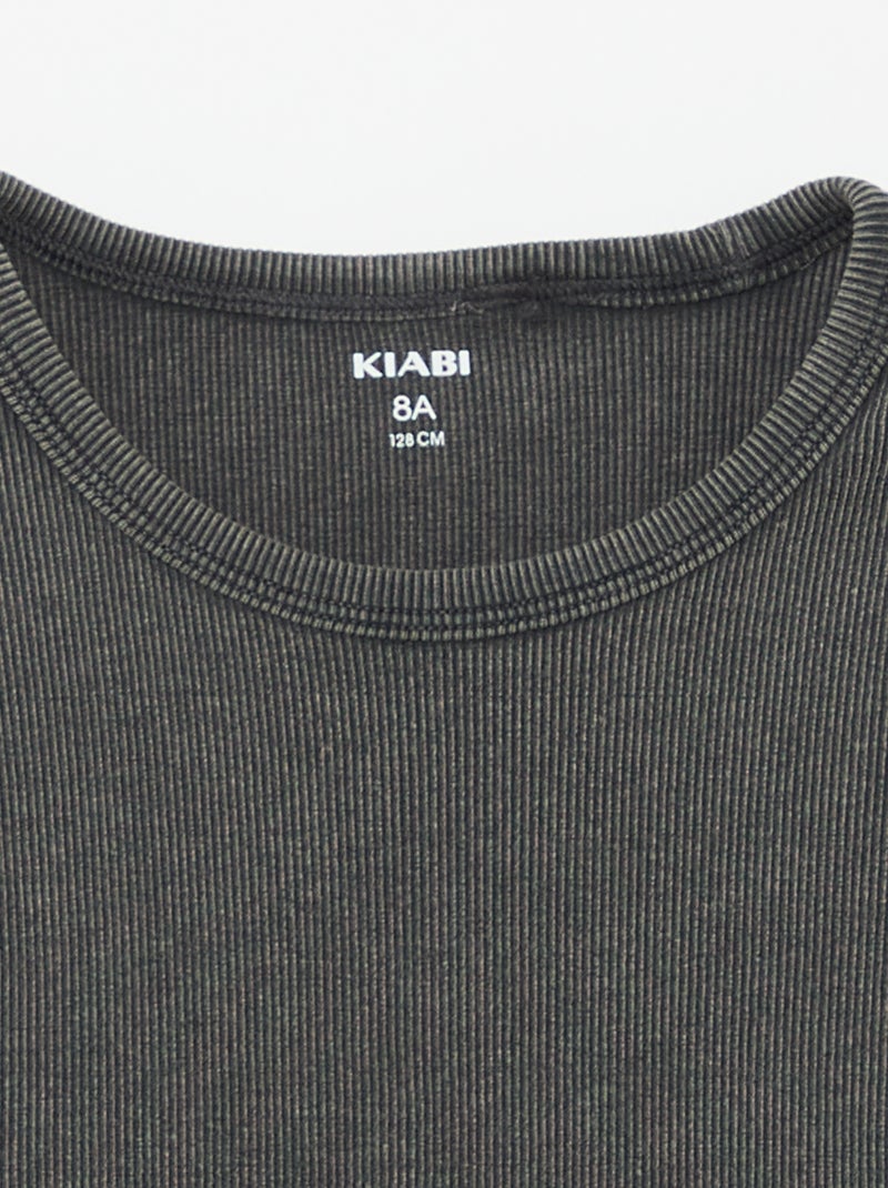 Top de tirantes liso de canalé Negro - Kiabi