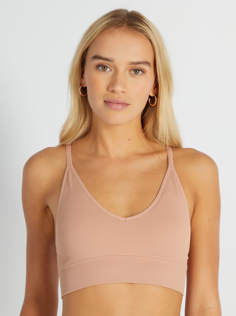 Top de triángulo de canalé ROSA - Kiabi