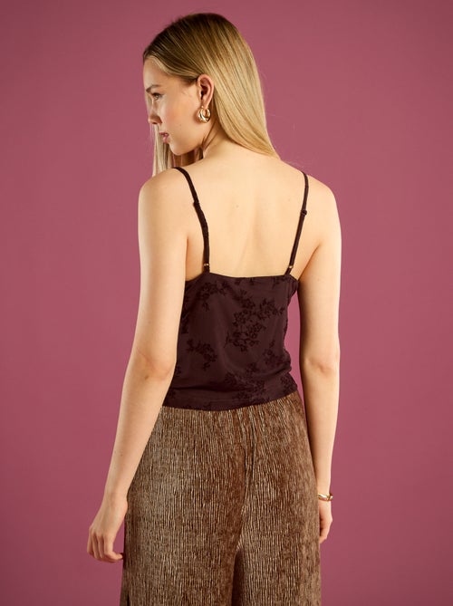 Top de tul con estampado floral - Kiabi