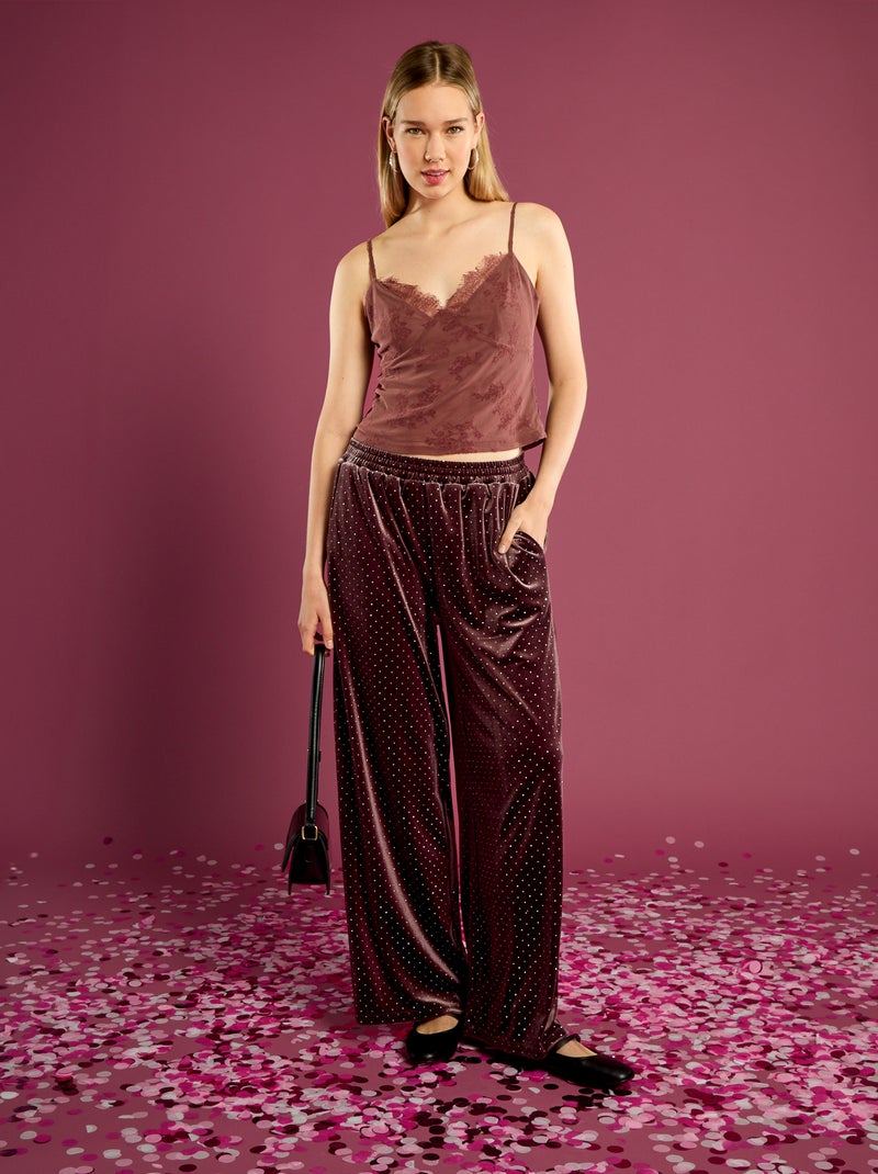 Top de tul con estampado floral Rosa - Kiabi