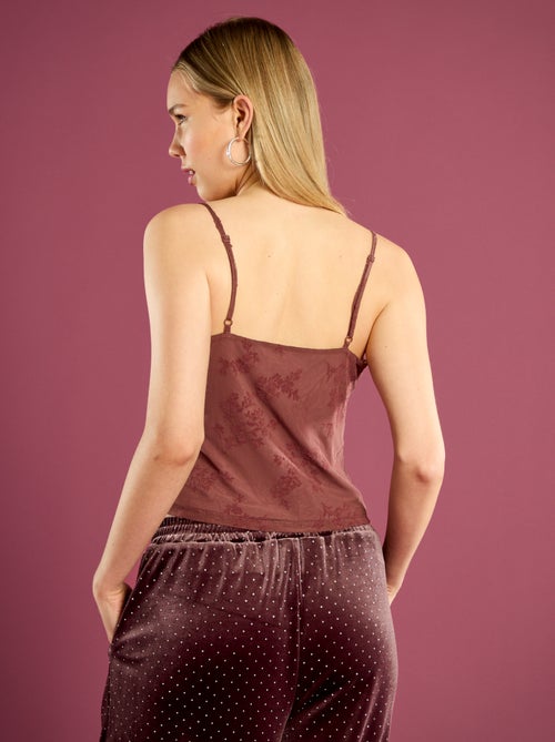 Top de tul con estampado floral - Kiabi