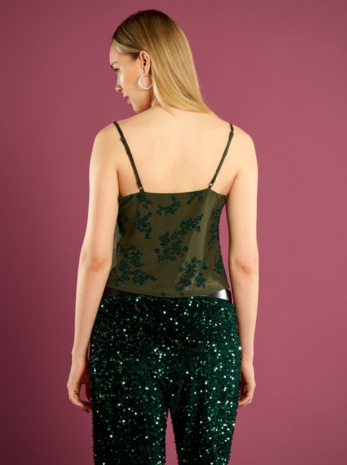 Top de tul con estampado floral - Kiabi