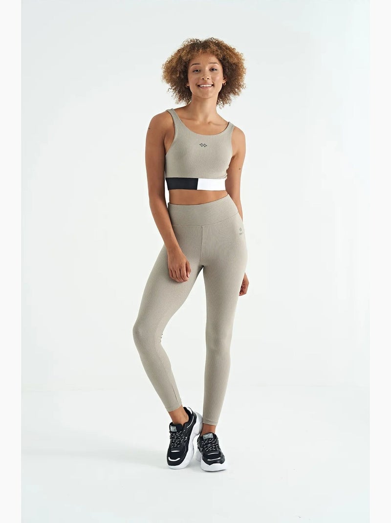 Top deportivo crop sin mangas de bloques de color tommy Negro/Arena - Kiabi
