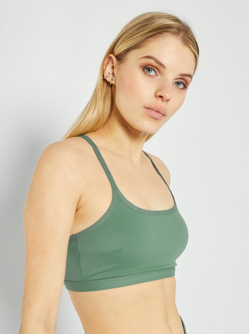 Top deportivo de microfibra verde gris - Kiabi