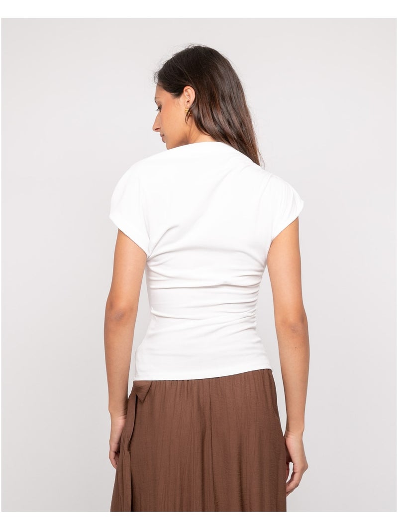 Top drapeado con joya FIJAYA Blanco - Kiabi