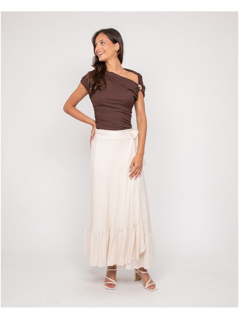 Top drapeado con joya FIJAYA Marrón - Kiabi