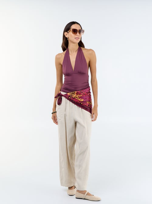 Top elástico con cuello halter - Kiabi