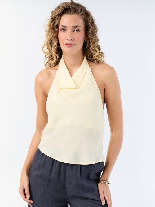 Top elástico liso asimétrico de tejido satinado - Kiabi Top elástico liso asimétrico de tejido satinado - Kiabi
