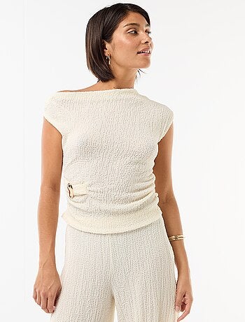 Top elástico liso asimétrico sin mangas