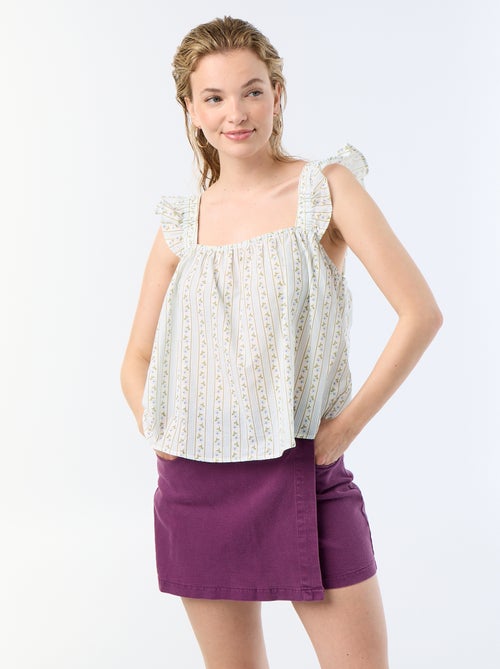 Top estampado con tirantes de volantes - Kiabi Top estampado con tirantes de volantes - Kiabi