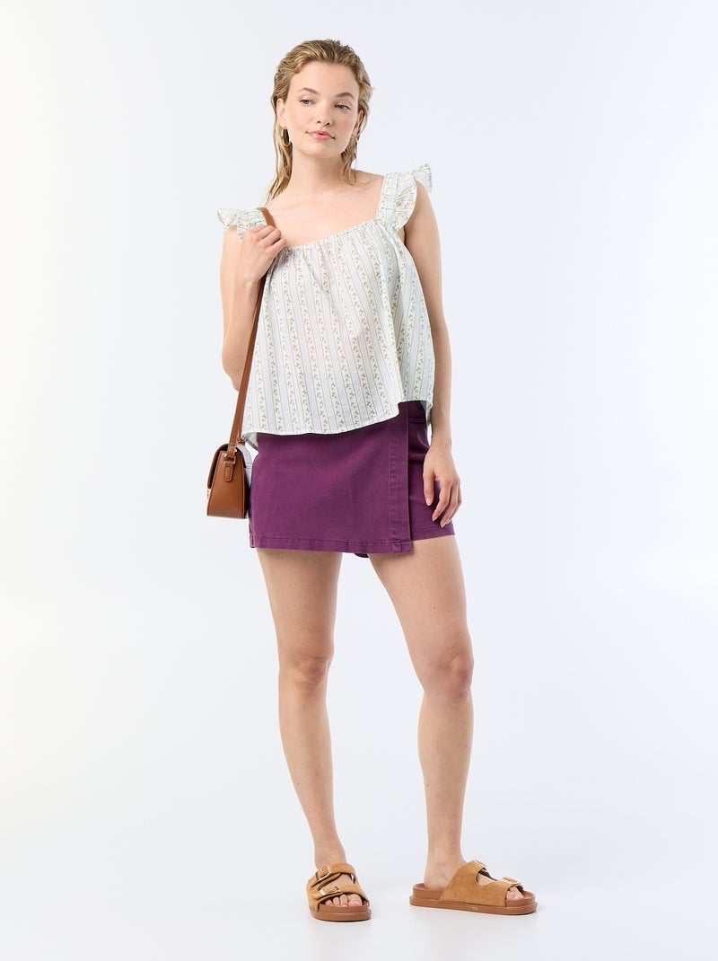 Top estampado con tirantes de volantes Azul - Kiabi