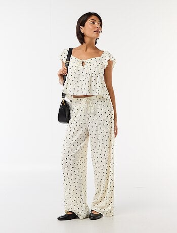 Top estampado de tejido arrugado